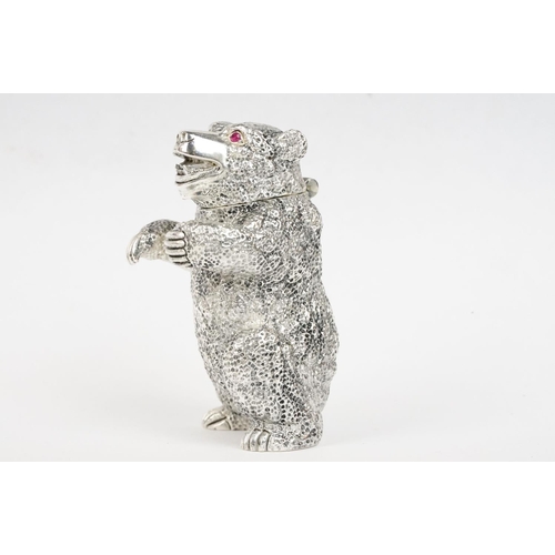 320 - Silver Plated Bear Shaped Vesta Case