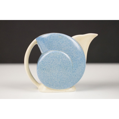 7 - Clarice Cliff for Wilkinson Pottery ' Nautilus ' prototype teapot and jug, with mottled blue ground.... 