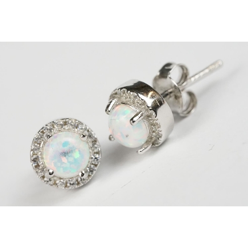 243 - Pair of Silver and Opal Stud Earrings