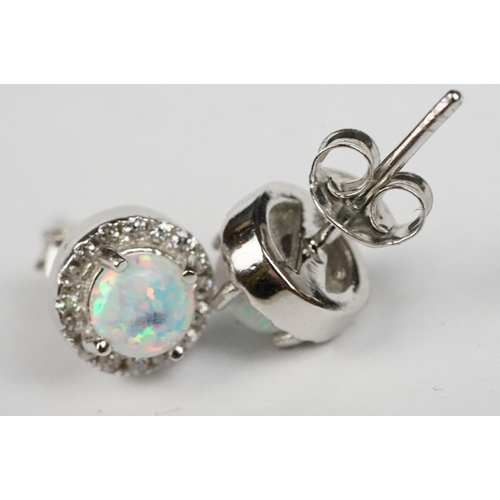 243 - Pair of Silver and Opal Stud Earrings