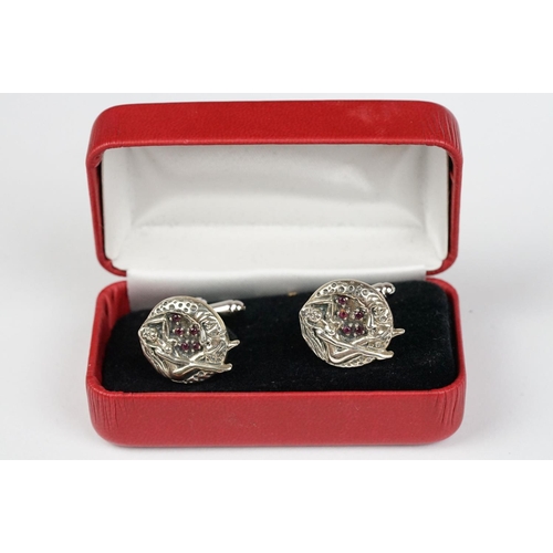 254 - Pair of Silver Cufflinks, cased