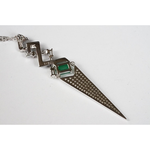 265 - Silver Enamel and Gem set Art Deco style Necklace