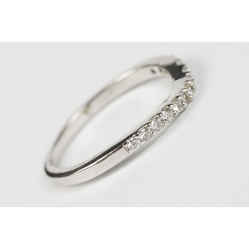 272 - Two Silver matching Rings - engagement and half eternity set with CZ's