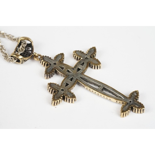 285 - Silver and Gem set Crucifix, cased