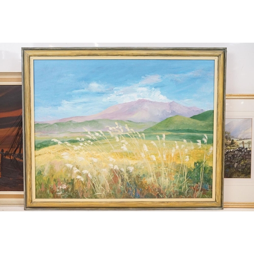 525 - Judy Boyes, Lake District scene, watercolour, 24 x 37.5cm, signed lower right, label verso for Judy ... 