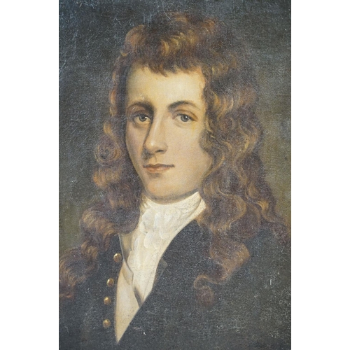 527 - Three 19th Century portraits of gentlemen, to include one with note stating 'Sir Christopher Wren pa... 