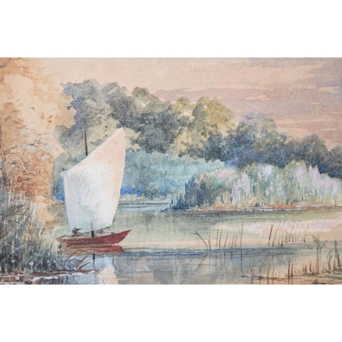 529 - English School, sailing boats, watercolour, inscribed lower left ' Near Basildon July 1887 ' and ini... 