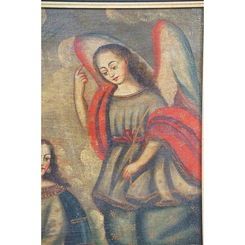 530 - Continental School, the Annunciation of the Virgin Mary by the archangel Gabriel, oil on canvas, 48 ... 