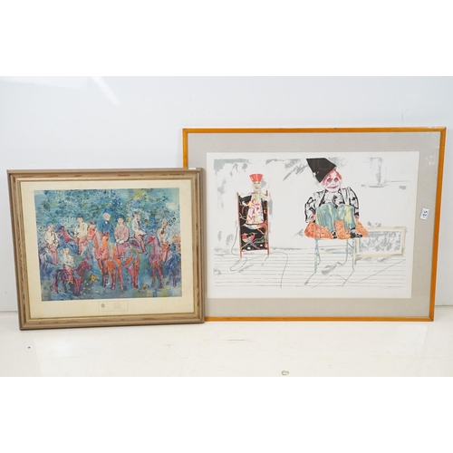 531 - Raoul Dufy, mid 20th century art print titled ‘ Die Rieter in Walde ‘, 49 x 58cm together with Alan ... 