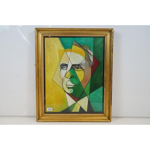 535 - Framed Oil Painting Portrait of Man's face in abstract, 53cm x 41cm