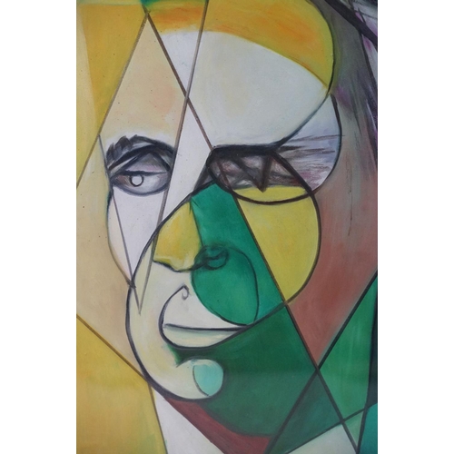 535 - Framed Oil Painting Portrait of Man's face in abstract, 53cm x 41cm