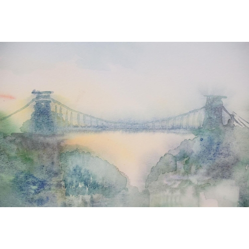 548 - P Curran, a view of Avon Gorge and Clifton Suspension Bridge, watercolour, signed lower right and fu... 