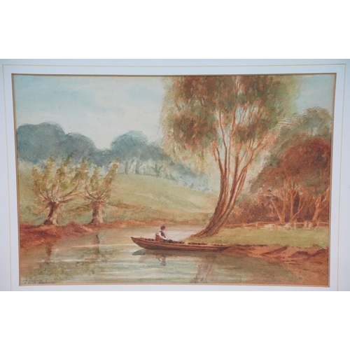 551 - Three Antique Framed Watercolours of a Coastal Scene, River Scene with Punt and one with Cottage, th... 