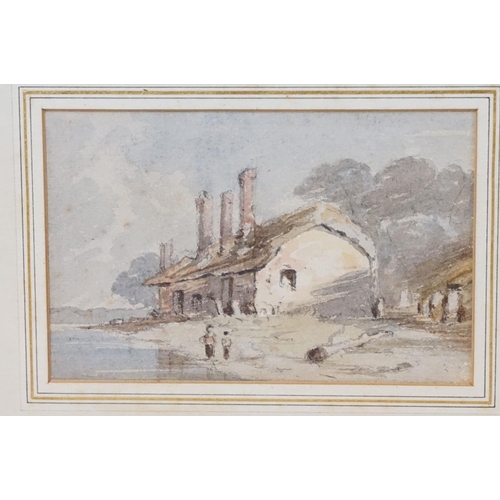 551 - Three Antique Framed Watercolours of a Coastal Scene, River Scene with Punt and one with Cottage, th... 