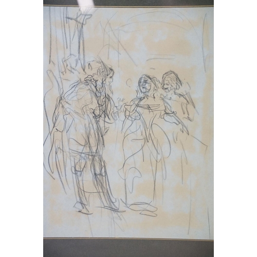 551A - George Percy Jacomb-Hood (1857 - 1929), study of a group of figures, pencil, 19.5 x 15cm together wi... 