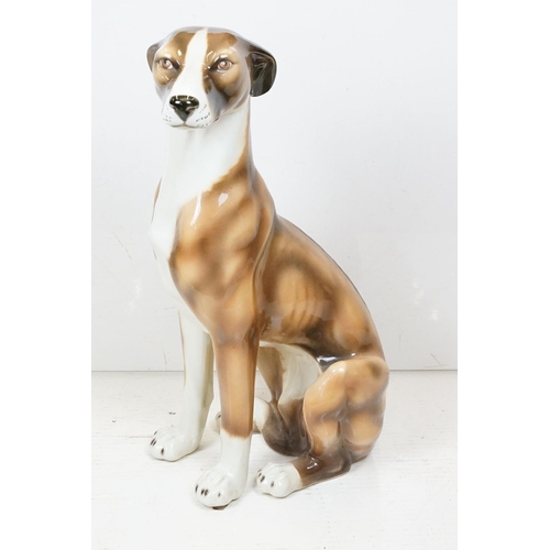 126A - Large Ceramic Fireside Life-size Seated Whippet Dog, approx 77cm high