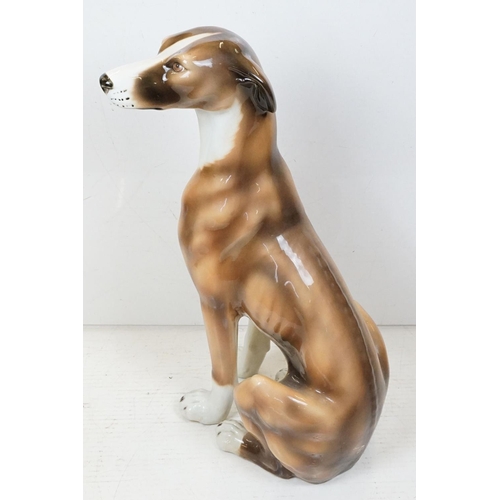 126A - Large Ceramic Fireside Life-size Seated Whippet Dog, approx 77cm high