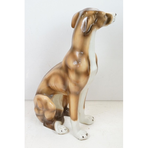 126A - Large Ceramic Fireside Life-size Seated Whippet Dog, approx 77cm high