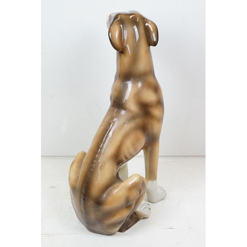 126A - Large Ceramic Fireside Life-size Seated Whippet Dog, approx 77cm high