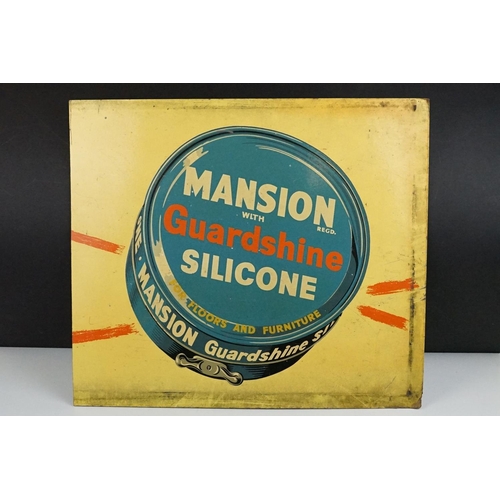 130 - Advertising - ' Mansion Guardshine Silicone ' yellow ground advertising sign on board, approx 51cm x... 