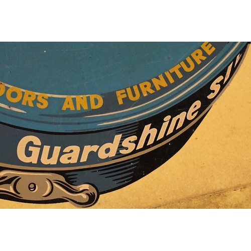 130 - Advertising - ' Mansion Guardshine Silicone ' yellow ground advertising sign on board, approx 51cm x... 