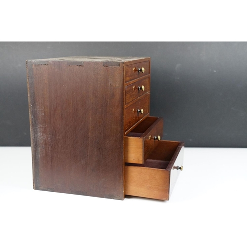 133 - 19th century Mahogany Table Top Collector's Cabinet of Five Drawers, 24cm wide x 28cm high