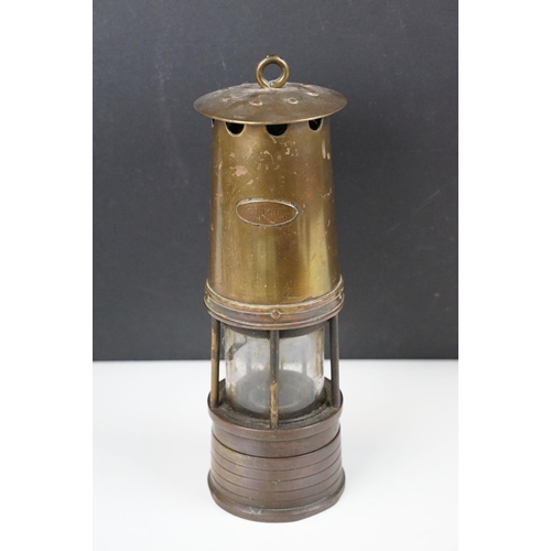 144A - Brown Brothers Ltd 'The Duco' brass miners lamp, approx 25cm tall