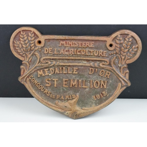 154 - ' Ministere De L'Agriculture Medaille D'Or St Emilion Concours de Paris 1913 ' French agricultural c... 