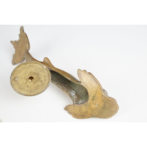 204 - Maltese brass dolphin door knocker, together with a Dunn & Co of London black bowler hat, and a chur... 