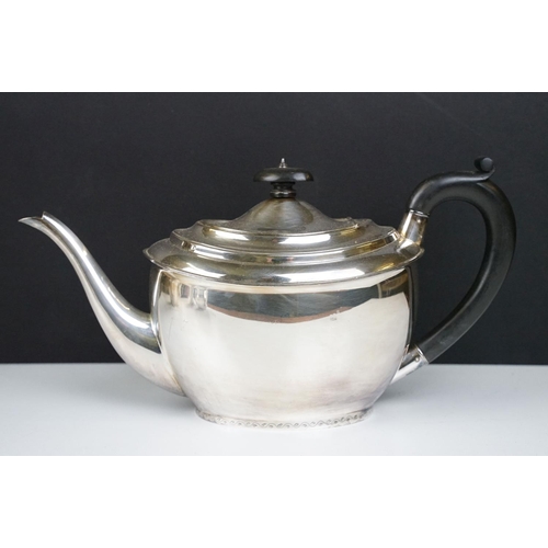 205 - Walker & Hall silver plated four-piece tea set to include teapot, coffee pot, milk jug & sugar bowl