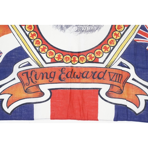 206 - King Edward VIII Cloth Union Flag, with portrait of the King to centre, surrounded by flag of the Co... 