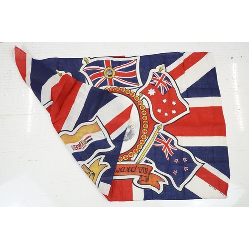 206 - King Edward VIII Cloth Union Flag, with portrait of the King to centre, surrounded by flag of the Co... 