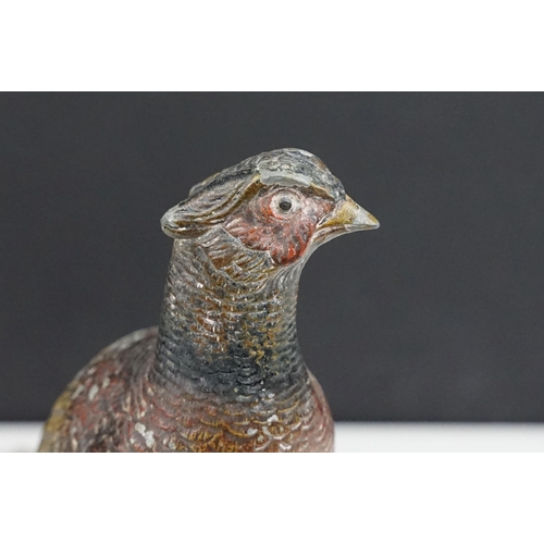 208 - Cold Painted Spelter Pheasant Match Striker, with striker. Approx 30.5cm wide