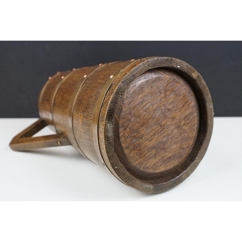 209 - Arts and Crafts Oak and Brass Bound Vase, 12