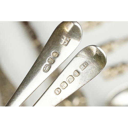 306A - A collection of fully hallmarked sterling silver cutlery to include Georgian examples.