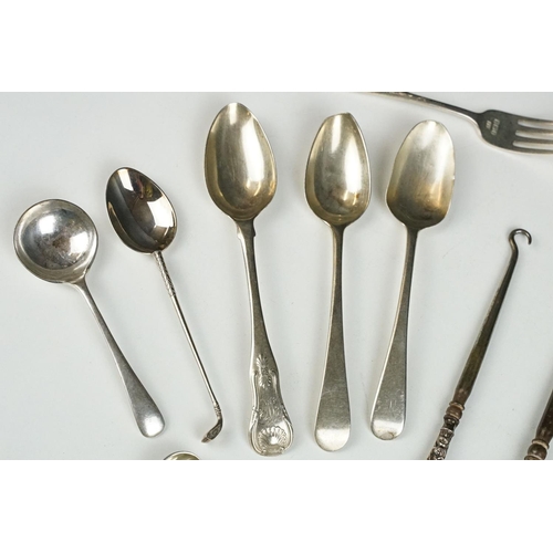 306A - A collection of fully hallmarked sterling silver cutlery to include Georgian examples.