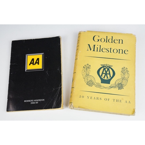 360 - A group of AA / Automobile Association collectables to include car grill badge, handbook, corgi mode... 