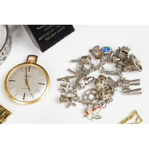 363 - A small collection of costume jewellery to include silver examples together with three wristwatches ... 