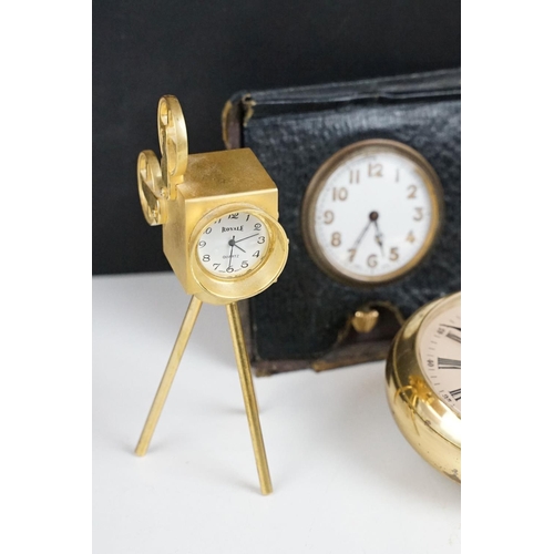 364 - A small collection of vintage and contemporary clocks and watches together with a pocket compass.