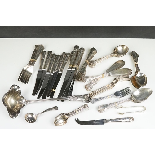 370 - A collection of Kings pattern silver plated cuttlery, 66 pieces in total to include large punch bowl... 