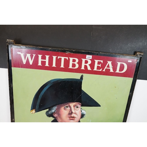 449 - Large hanging Whitbread George Hotel sign featuring a hand painted portrait with printed lettering a... 