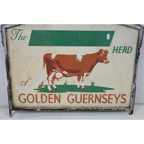 451 - Mid Century vintage Golden Guernsey double sided swing sign  featuring a cow and coloured lettering.... 