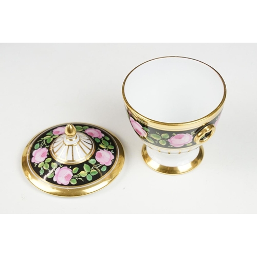 48 - Nymphenburg porcelain cabaret coffee set for two, numbered 997, with pink rose & gilt decoration, co... 