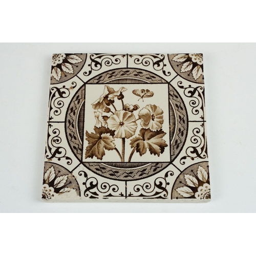 51 - Six late 19th / early 20th century ceramic tiles, featuring Wedgwood and The Crystal Porcelain Potte... 