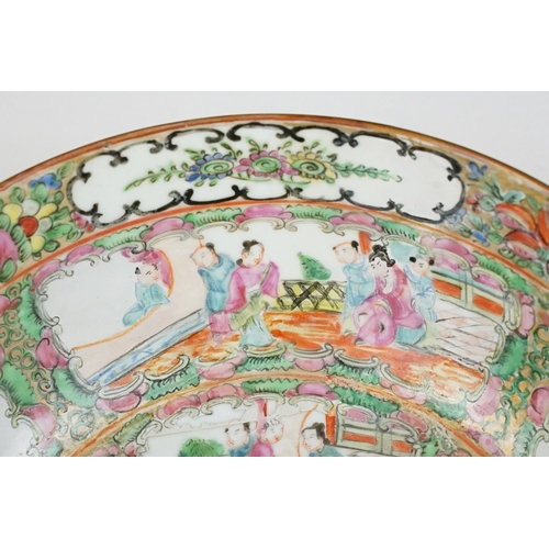 52 - Chinese Cantonese Famille Rose Porcelain Bowl decorated with panels of figures and panels of exotic ... 