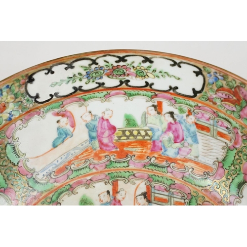 52 - Chinese Cantonese Famille Rose Porcelain Bowl decorated with panels of figures and panels of exotic ... 