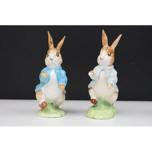 54 - Seven Beswick Beatrix Potter porcelain figures, featuring gold backstamps, to include Timmy Tiptoes,... 