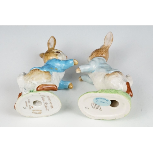 54 - Seven Beswick Beatrix Potter porcelain figures, featuring gold backstamps, to include Timmy Tiptoes,... 