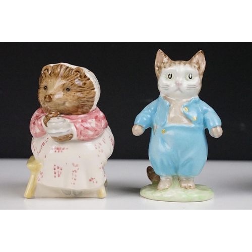 54 - Seven Beswick Beatrix Potter porcelain figures, featuring gold backstamps, to include Timmy Tiptoes,... 