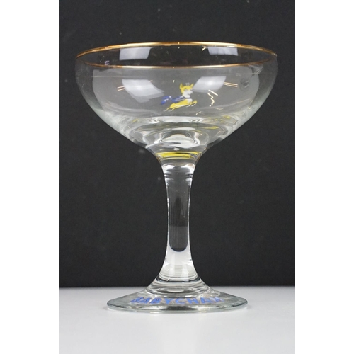 61 - Advertising - Ten Babycham drinking glasses with the leaping deer motif, approx 11cm tall